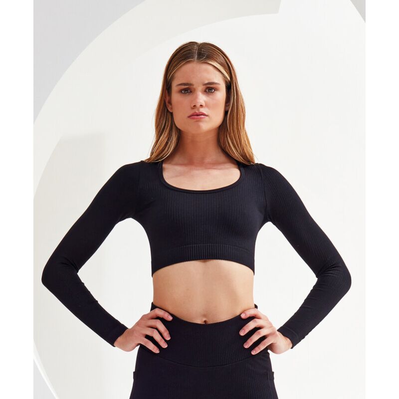Women’s TriDri® ribbed seamless '3D Fit' crop top Thumbnail