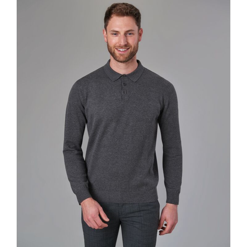 Brook Taverner Casper Knitted Long Sleeve Polo Shirt Thumbnail