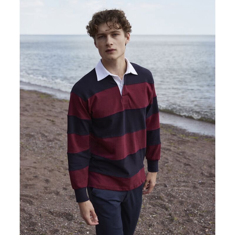 Sewn stripe long sleeve rugby shirt Thumbnail