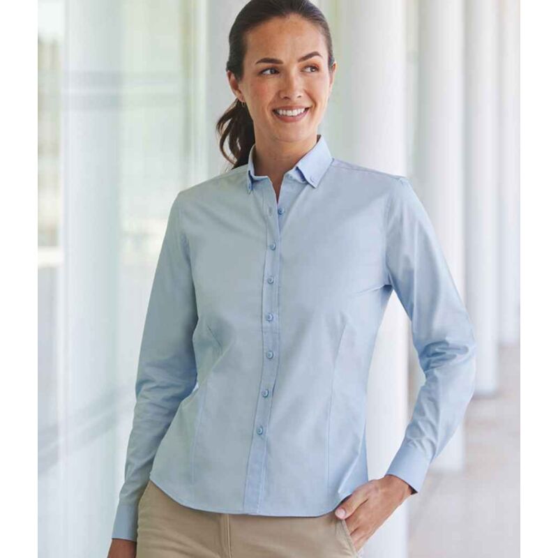 Henbury Ladies Long Sleeved Cotton Feel Coolplus® Shirt Thumbnail