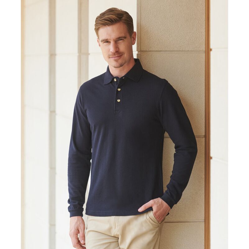 Long sleeve cotton polo shirt Thumbnail