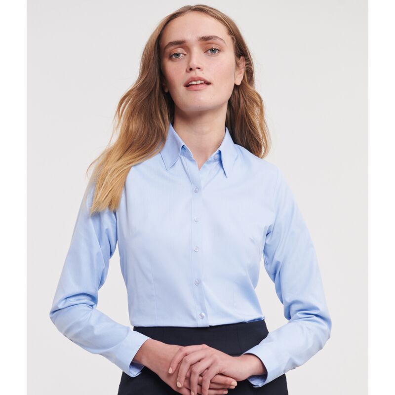 Russell Collection Ladies Long Sleeve Herringbone Shirt Thumbnail