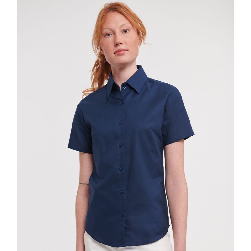 Russell Collection Ladies Short Sleeve Easy Care Oxford Shirt Thumbnail