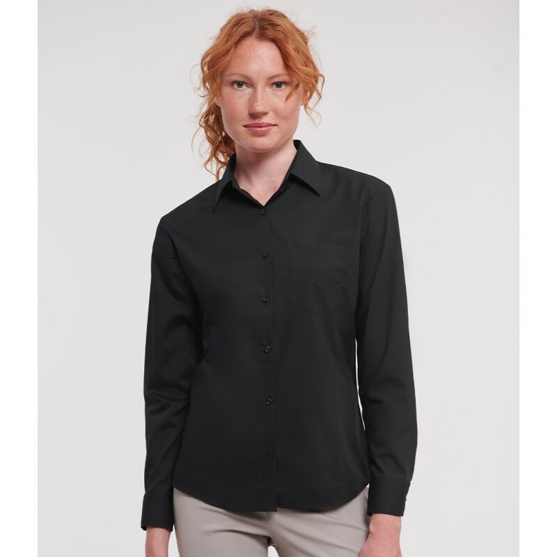 Russell Collection Ladies Long Sleeve Easy Care Poplin Shirt Thumbnail