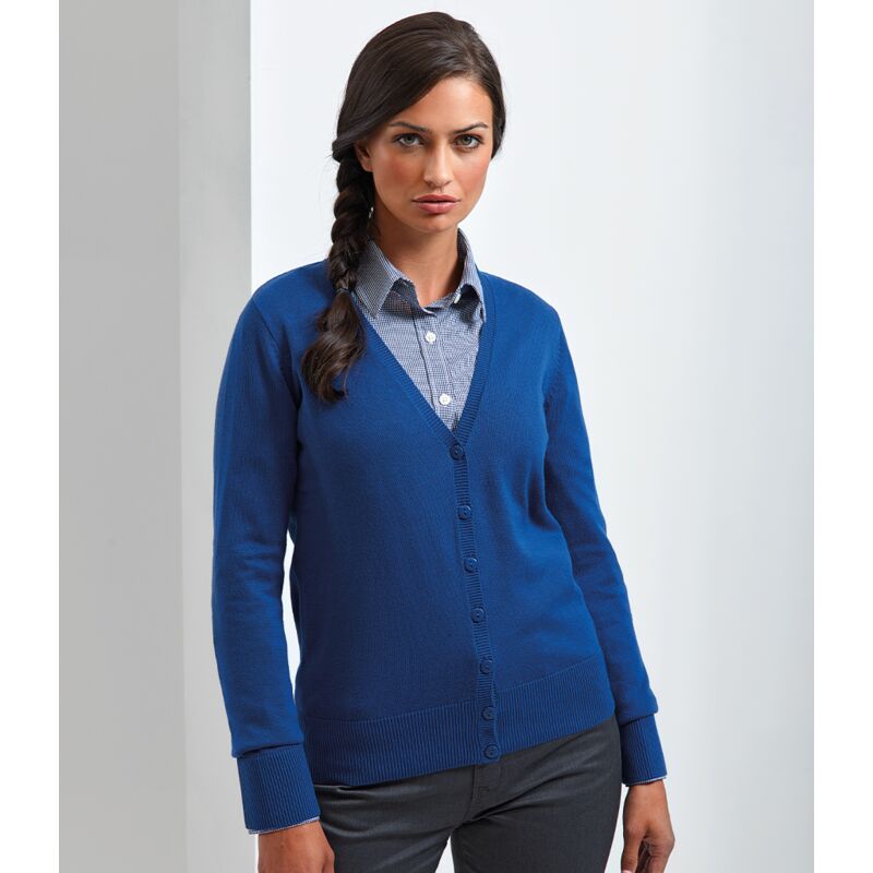Premier Ladies Cotton Acrylic V Neck Cardigan Thumbnail