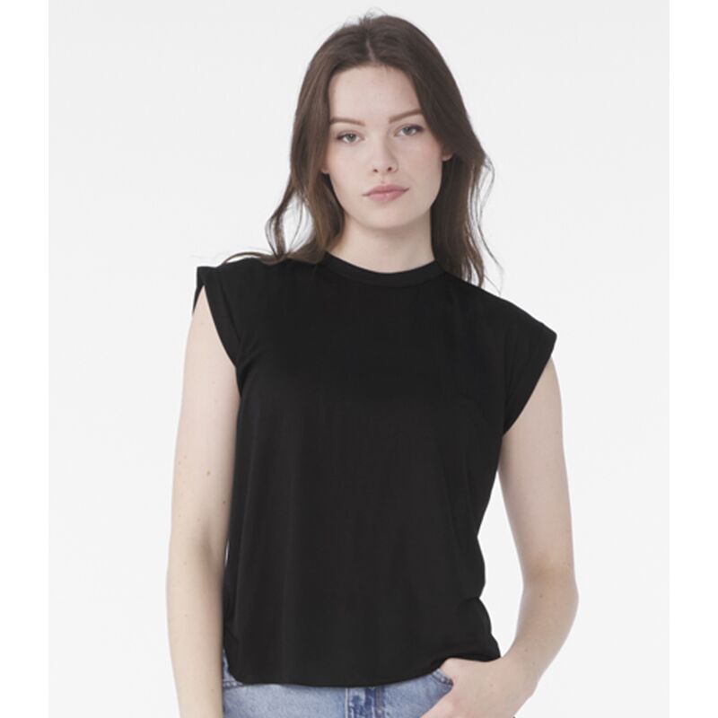 Bella Ladies Flowy Rolled Cuff Muscle T-Shirt Thumbnail