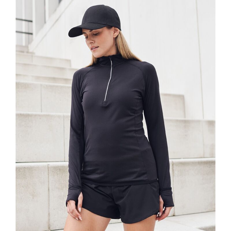 Tombo Ladies Long Sleeve Zip Neck Performance Top Thumbnail